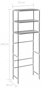 3-szintes ezüstszínű alumínium tárolóállvány 53 x 28 x 169 cm