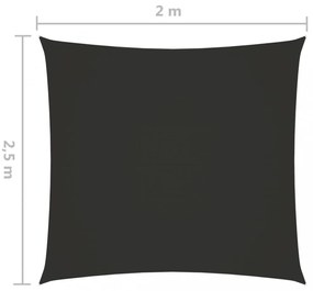 antracitszürke téglalap alakú oxford-szövet napvitorla 2x2,5 m