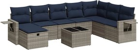 vidaXL 9 részes szürke polyrattan kerti ülőgarnitúra párnákkal