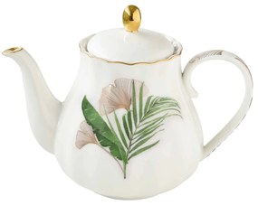 Porcelán ginkgo leveles teáskanna Exotique