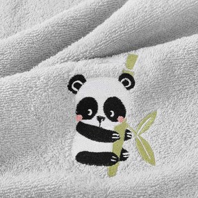 Goldea gyermek frottír törölköző - panda világosszürkén 30 x 50 cm