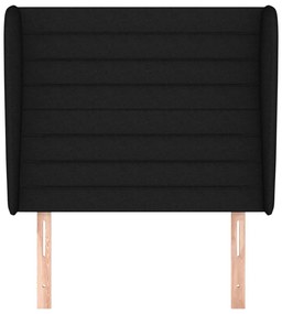 fekete szövet fejtámla szárnyakkal 83 x 23 x 118/128 cm