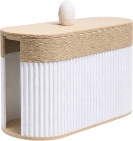 Kozmetikai pehely- és pálcikatartó fedővel, Fehér, öko