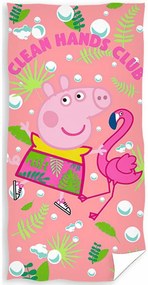 Gyermek frottír törölköző 70x140cm Peppa Pig and Flamingo, Carbotex, rózsaszín 140 x 70