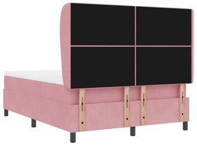 Boxspring Ágy Matrac Szett Rózsaszín 160x200 cm Bársony
