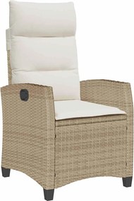 vidaXL bézs polyrattan fekvő kerti szék oldalsó asztallal