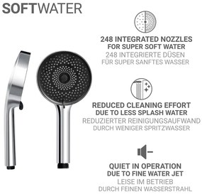 Ezüstszínű rozsdamentes acél zuhanyszett kézi tussal-tolható tartóval 70 cm Softwater – Wenko