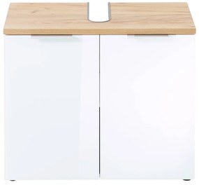 Fehér mosdó alatti szekrény tölgyfa dekorral 70x58 cm Pescara – Germania