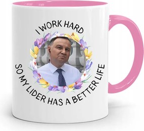 Andrzej Duda Pis Rózsaszín Elnöki Bögre fényképes nyomattal