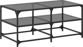 vidaXL acél dohányzóasztal fekete üveglappal 98,5 x 50 x 45 cm