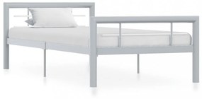 Szürke és fehér fém ágykeret 100 x 200 cm