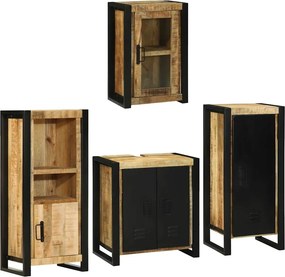 vidaXL Fürdőszoba bútor szett polcokkal 4 pcs Barna Szilárd Mangófába
