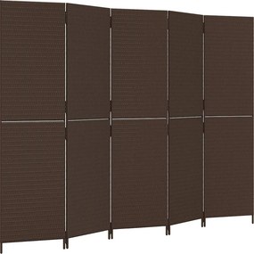 vidaXL barna 5-paneles polyrattan térelválasztó