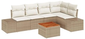 vidaXL Kerti Kanapé Szett párnával 6 pcs Bézs polirattan