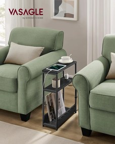 Keskeny oldal asztal töltő funkcióval 3 polcos, 18 x 45 x 58 cm tinta fekete