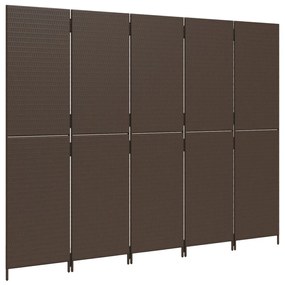 barna 5-paneles polyrattan térelválasztó