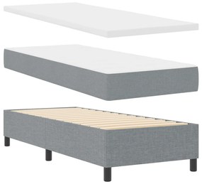 Rugós ágy matraccal és LED világítással, világosszürke, 90x190 cm szövet