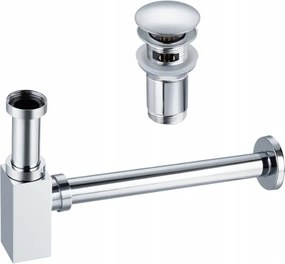 Parafa szett Klikk Klak C túlfolyóval Króm+Négyzet alakú szifon Króm