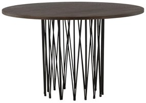 Asztal Dallas 3200Fekete, Sötét barna, 74cm, Természetes fa furnér, Közepes sűrűségű farostlemez, Fém