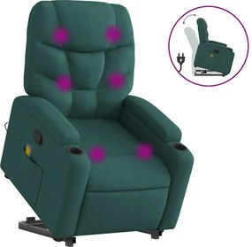 vidaXL sötétzöld szövet dönthető masszázs- és állófotel
