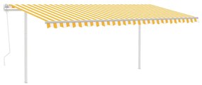 sárga-fehér szélérzékelős és LED-es napellenző 5 x 3 m