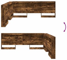 Tároló fejtámla polcokkal Füstölt tölgy 200 cm Faanyag