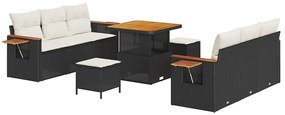 Kerti Kanapé Szett 9 pcs Fekete és krémszínű 80 x 80 x 71 cm