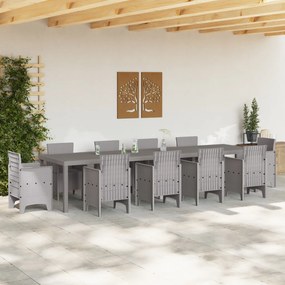 Kerti Asztal Világosszürke 350x100x73 cm Poly Rattan