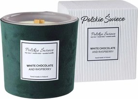 Erős bőrű zöld-fehér csokoládés málnafehér gyertya