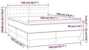 cappuccino színű műbőr rugós ágy matraccal és LED-del 140x190cm
