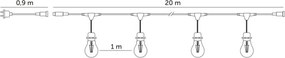 LED Kültéri dekoratív lánc BAJA ST64 20xE27/1W/230V 20,9m IP44 meleg fehér