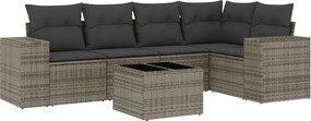vidaXL 6 részes szürke polyrattan kerti ülőgarnitúra párnákkal