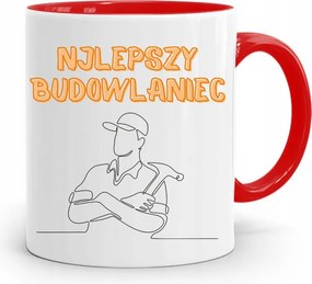 Piros Építőipari Bögre Barkácsoló Szakember Ajándék fényképes nyomtatással