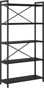 vidaXL Könyvespolc Fekete tölgy 80 x 30 x 155 cm Faanyag