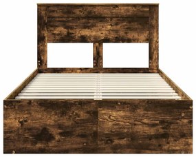 vidaXL Ágykeret matracmal Füstölt tölgy 135 x 190 cm Tömör fenyőfa