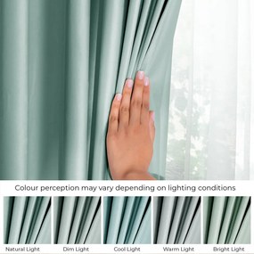 Világoszöld bársony dimout (részleges sötétítő) függöny 140x245 cm Pleat – Restilo