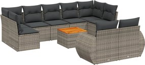 vidaXL 10 részes szürke polyrattan kerti ülőgarnitúra párnákkal