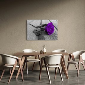 Kép - Lila rózsa zöld szárral (90x60 cm)