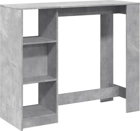vidaXL betonszürke szerelt fa bárasztal polccal 124 x 46 x 103,5 cm