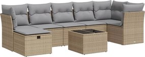 vidaXL 8 részes bézs polyrattan kerti ülőgarnitúra párnával