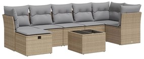 vidaXL 8 részes bézs polyrattan kerti ülőgarnitúra párnával