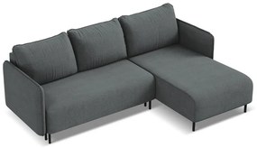 Sötétszürke kinyitható-tárolóhelyes sarokkanapé (jobb oldali) Luana – Makamii