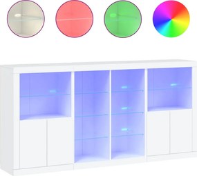 vidaXL fehér tálalószekrény LED-világítással 202 x 37 x 100 cm