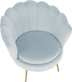 Fotel Art-deco stílusban, szürke-kék Velvet anyag/gold chróm-arany, NOBLIN