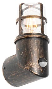 Antik kültéri fali lámpa, arany IP54, mozgásérzékelővel - Kiki