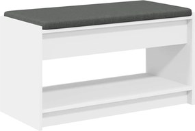 vidaXL Előtér pad párnával Fehér 83 x 38 x 45 cm Műanyag Fa és Szövet