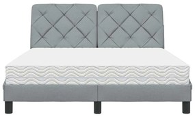 világosszürke szövet ágy matraccal 140x190 cm