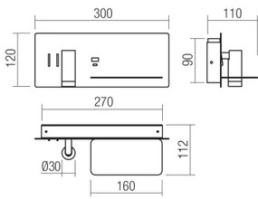Redo 01-3316 - LED Fali spotlámpa BROOK LED/8W/230V + LED/3W USB fekete