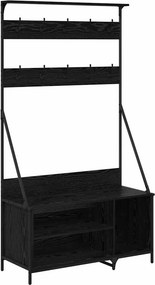 vidaXL Ruhafogó polcokkal Fekete tölgy 100 x 41 x 184 cm Faanyag