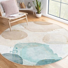 Kék-bézs mosható kerek szőnyeg ø 150 cm Puddle – Mila Home